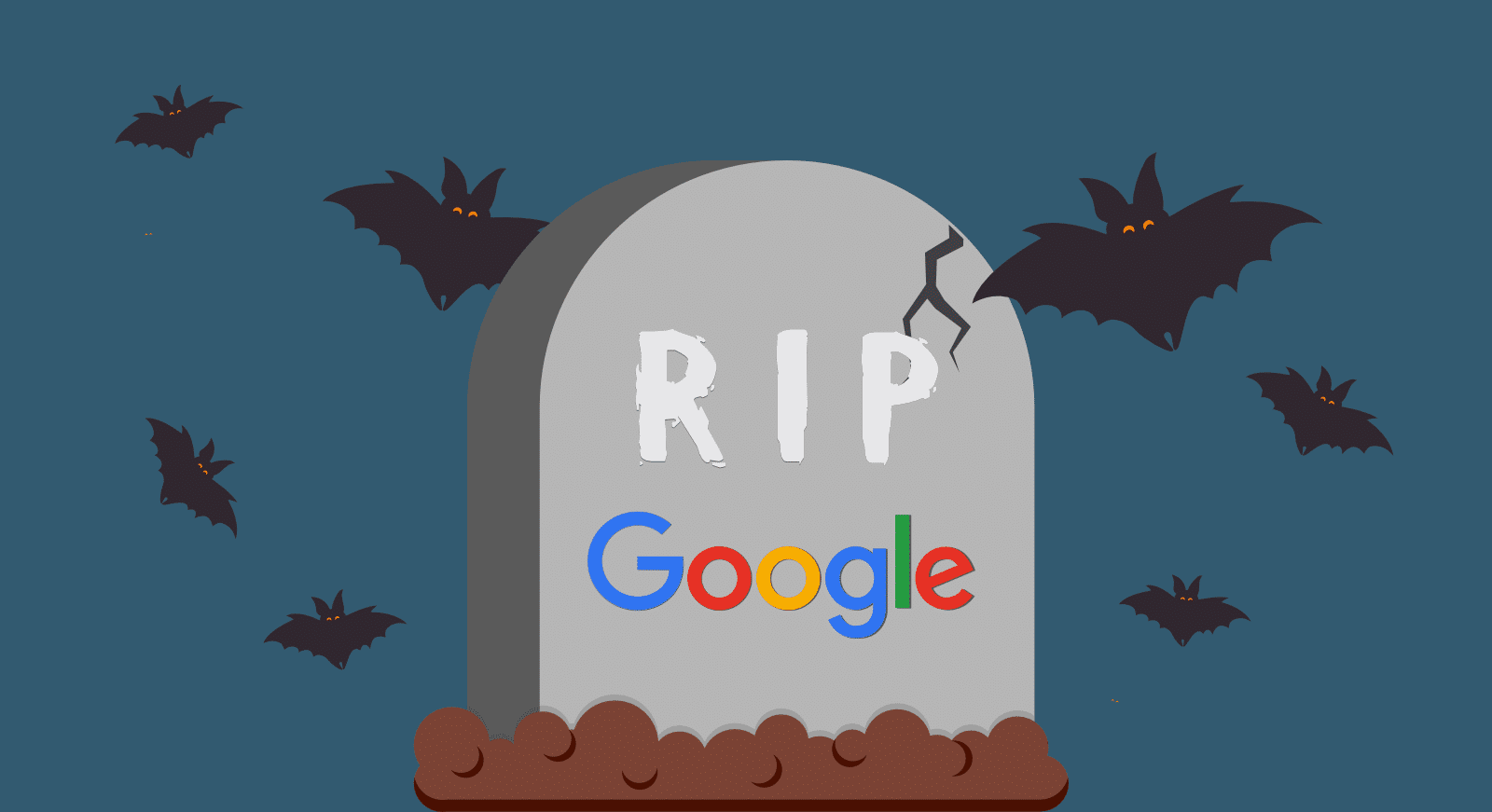Gravestone with Google written on the front